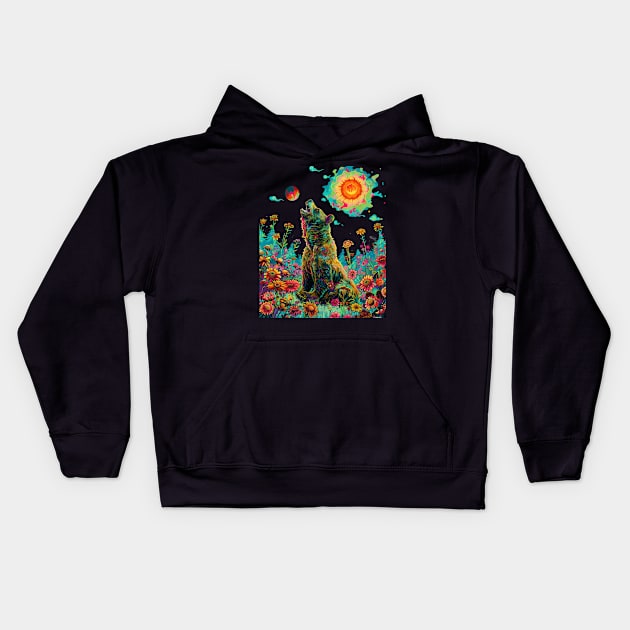 Grizzly Bear Roles Kids Hoodie by skeleton sitting chained